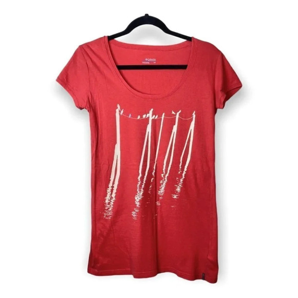 Columbia Tops - Columbia Pink Short Sleeve Tee Shirt Birds on Wire  Graphic